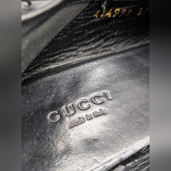 Gucci Brixton Black Leather Collapsible Heel Horse Bit Loafer, 37.5, AS IS - Picture 10 of 12